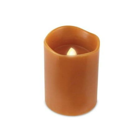 6 Battery Operated Melted Caramel Colored Flameless LED Christmas Candles 4"