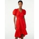 image 0 of Scoop Women's High Low Eyelet Midi Dress with Puff Sleeves