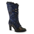 thumbnail image 3 of L'Artiste FORUTALUV Women's Embroidered Suede Lace-Up Boot – Baroque Velvet Mid-Shaft with Stacked Heel, 3 of 9