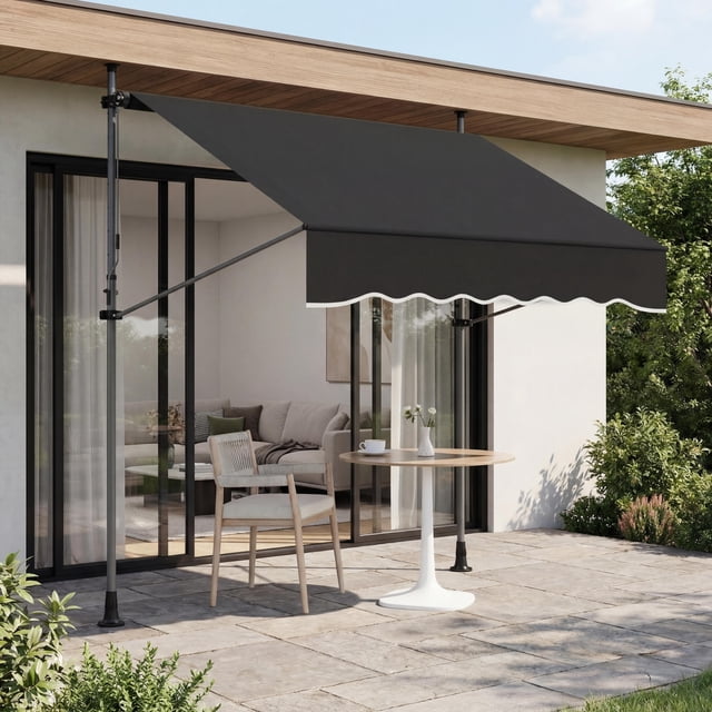 DSstyles Auvent Rétractable Pare-Soleil Abri, Auvents à Hauteur et Angle Réglables pour Maison Rétractable, Auvent Rétractable Manuel pour Terrasse Balcon, Noir