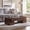 Brown, variant on IFMust 47" Modern Coffee Table, Sturdy Block Legs Design Console Table with 2 Hidden Drawers for Living Room, Bedroom, Office,Brown