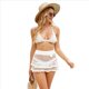 thumbnail image 3 of Conjunto de 2 Piezas para Mujer, con Cuello Halter, Minifalda y Top de Punto Anudado, Ropa de Playa Ajustada M, 3 of 10