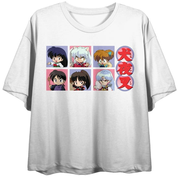 Inuyasha Character Grid Women's White Crop-M