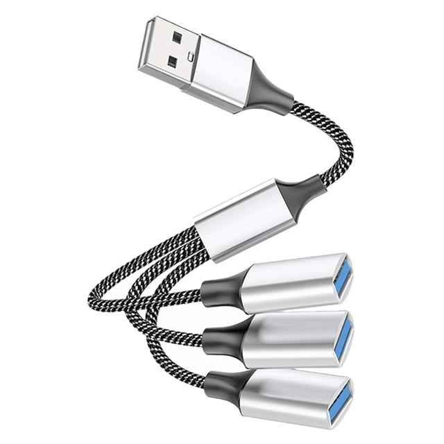 ColoMX Divisor de cable USB de 3 vías 1 macho a 3 hembra USB Splitter Hub Adaptador USB divisor USB de alimentación portátil
