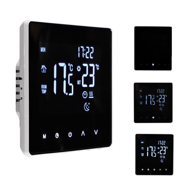 Termostato inte ligente Controlador de temperatura para calefacción eléctrica Pantalla LCD Pantalla táctil Semana Termostatos de calefacción por suelo radiante programables para el hogar Oficina Escuela Romacci Termostato
