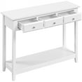 thumbnail image 4 of Alden Design 3-Drawer Modern Wooden Console Table with Shelf Pine Wood Legs, White, 4 of 7
