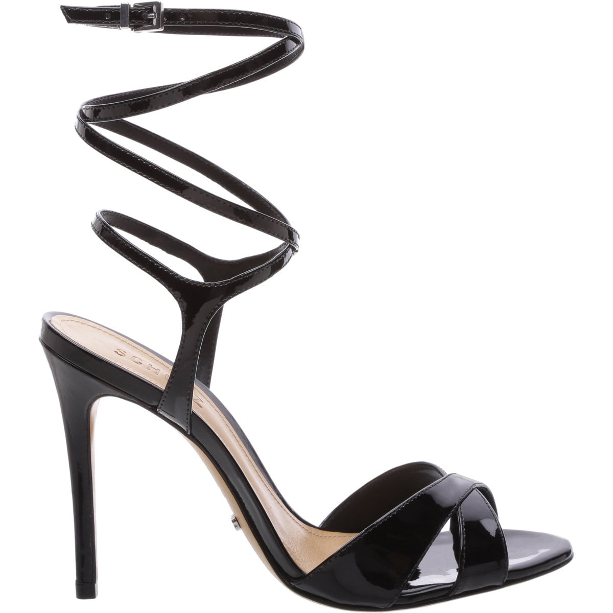 black patent leather dress sandals