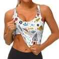 thumbnail image 3 of Gukieu Cartoon Space Print Women's Sports Vest, Low-neck U-shaped Removable Pad Sports Bra for Yoga, Exercise, Dance-Small, 3 of 8