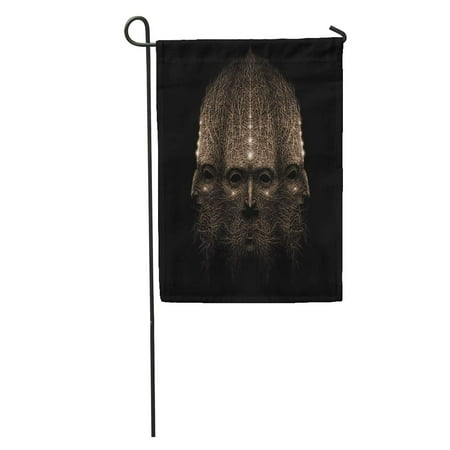 Forest Tree Face Garden - SIDONKU Forest Magic Character Three Faces Old Tree Roots Graphic Sepia Garden Flag Decorative Flag House Banner 28x40 inch