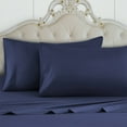 thumbnail image 7 of 300 Thread Count 100% Egyptian Cotton 4-Piece Bed Sheet Set (1 Flat, 1 Fitted Sheet, 2 Pillow Covers) 30 Inches Deep Pocket Size Full Color Navy Blue Solid, 7 of 7