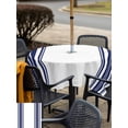 thumbnail image 4 of Outdoor Tablecloth with Umbrella Hole & Zipper, Navy Blue Striped Square Tablecloth 60x60 Inch, Modern Farmhouse Stripes Patio Table Cover Waterproof Table Cloth for Picnic/Party, 4 of 7