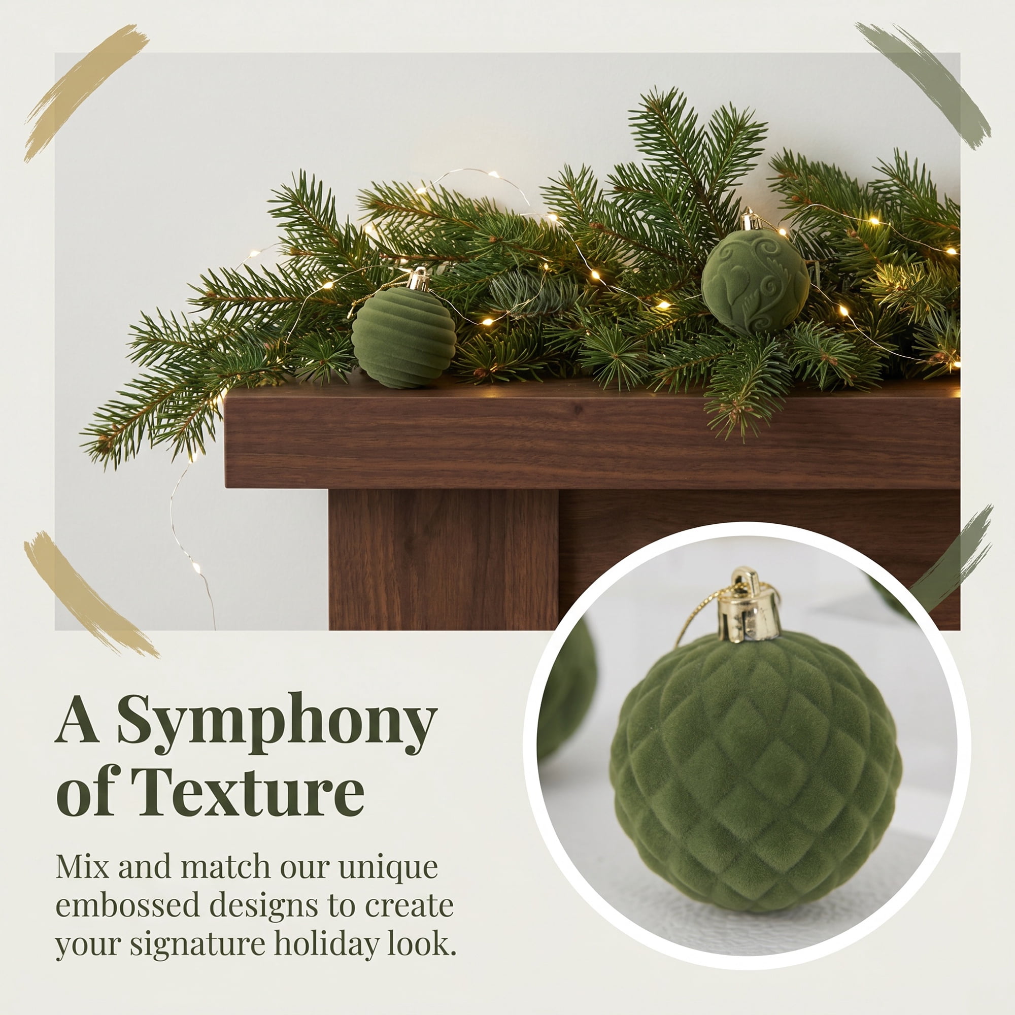 Unique Bargains Velvet Christmas 12 Pack Flocked Sphere Orbs Ornaments Light Green 2.4"