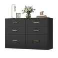 thumbnail image 3 of LEDREM 6-Drawer Bedroom Dresser, Wood Storage Cabinet with Easy Pull Out Handles, Anti-Tip Storage Cabinet, Rectangle TV Console for Closet, Hallway, Living Room & Dressing Room, Black, 3 of 7