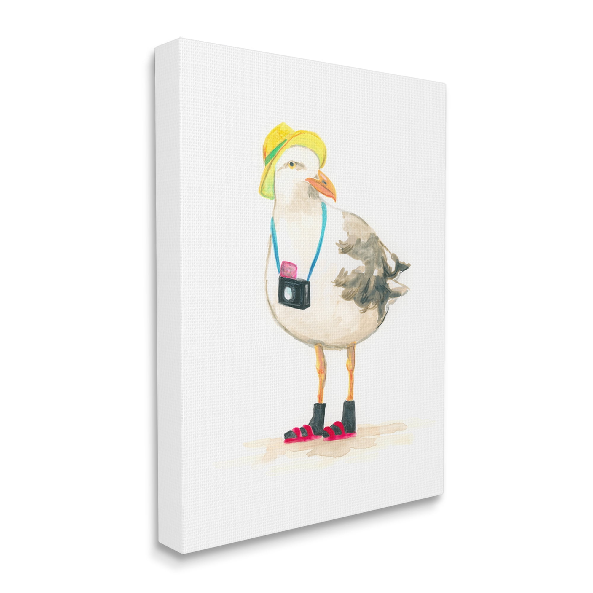 Stupell Industries Tourist Seagull & Camera Animals & Insects Painting Gallery Wrapped Canvas Art Print Wall Art, 16 x 20