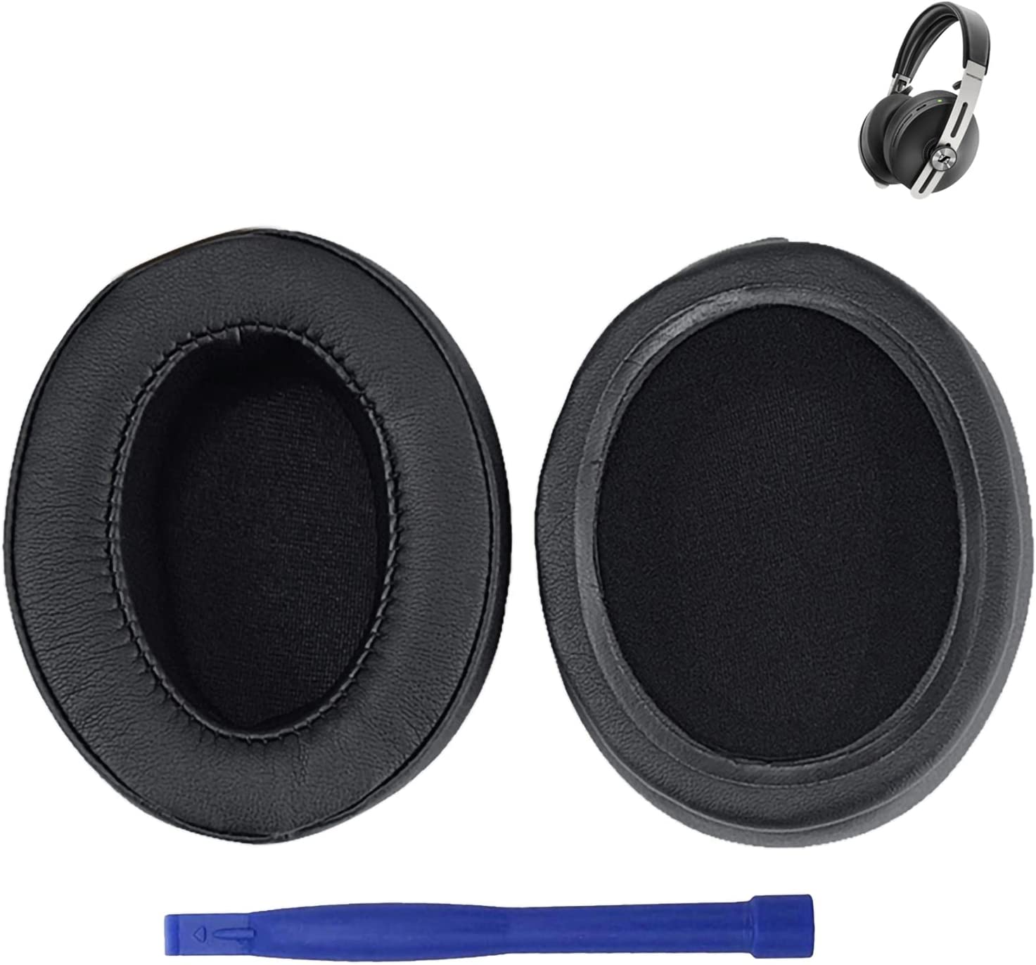 Aiivioll Momentum 2.0 Replacement Earpads Quite-Comfort Protein Leather Ear Cushion Cover Earmuff Repair Part for Sennheiser HD1 Momentum1.0 Momentum 2.0 Over-Ear Headset(Black +Black Net) - image 1 of 8