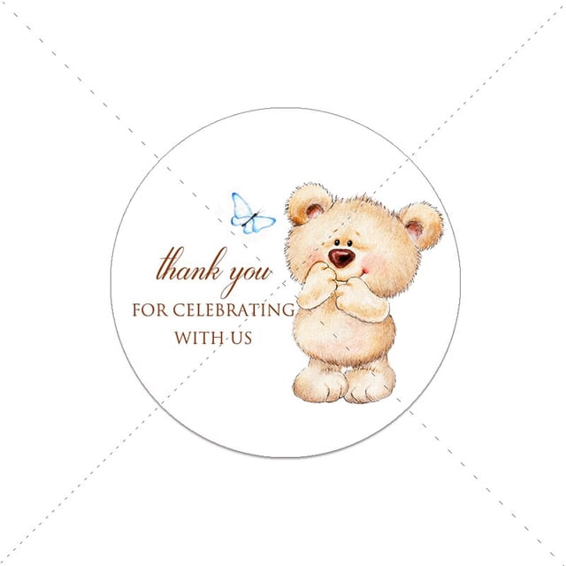 Pegatina de oso personalizada para Baby Shower, etiqueta de bautismo de cumpleaños para niña y niño, temática de oso personalizada, género Neutral