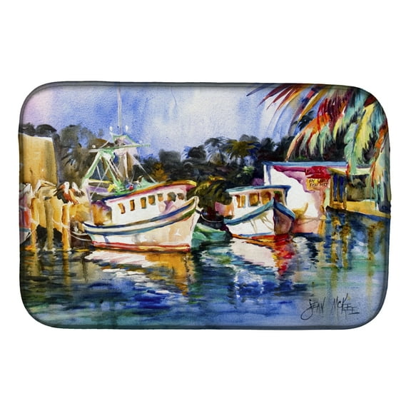 Caroline's Treasures Fly Creek Fish Market Dish Drying Mat