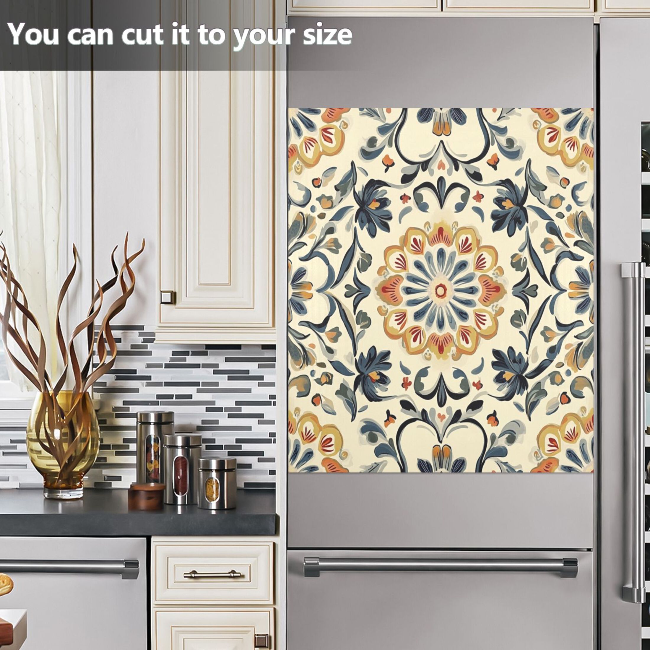 Dishwasher Magnetic Sticker 23x26 Inch Refrigerator Magnetic Sticker Washing Machine Magnetic Sticker Kitchen Panel Magnetic Sticker Home Decor Yellow Flower Pattern