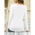 thumbnail image 5 of Fancyglim Womens Plus Size Long Sleeve Tops Basic V Neck T Shirts White 2XL, 5 of 9