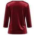 thumbnail image 4 of Huankd 2026 New Women Tops Three Quarter Length Sleeve Velvet T Shirts 3/4 Sleeves Pullover Casual Dressy Velour Tunic Blouses Watermelon Red S, 4 of 8