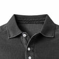 thumbnail image 6 of Men's Polo Shirts Short Sleeve Distressed Washed Cotton T-Shirts Button Casual Summer Tee Tops Big and Tall Size S-5XL Black, 6 of 6