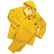 3-Pc Rainsuit, Jacket/Hood/Overalls, 0.35 mm, PVC Over Polyester, Yellow, Small
