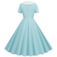 thumbnail image 3 of XFLWAM 1960s Dresses for Women Lapel Double Breasted Dress 50sVintage Polka Dot Rockabilly Dresses Retro Tea Party Dress Light Blue XXL, 3 of 7