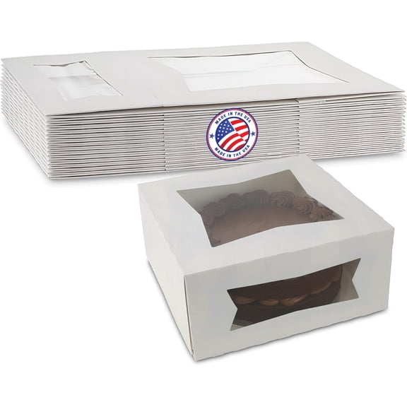 MT Products White Cake Boxes - 10" x 10" x 5" Bakery Boxes - Pack of 100