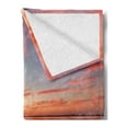 thumbnail image 2 of Lake House Soft Flannel Fleece Throw Blanket, View of the Timber Deck Pier over Idyllic Sky at Dawn Scenery Print, Cozy Plush for Indoor and Outdoor Use, 70" x 90", Orange Lavender, by Ambesonne, 2 of 5