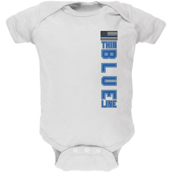 Blue Lives Matter Thin Blue Line American Flag Soft Baby One Piece White 12-18 M