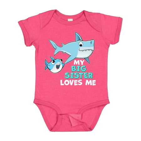 

Inktastic My Big Sister Loves Me with Cute Sharks Gift Baby Boy or Baby Girl Bodysuit