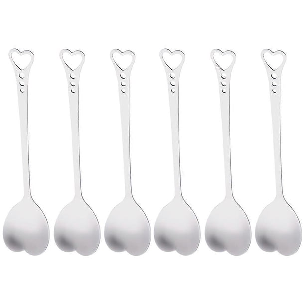 6pcs Coffee Spoons Heart Shaped Stainless Steel Tea Spoon Flatware Ice Cream Spoon