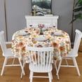 thumbnail image 2 of Pioneer Flower Floral Print Pattern Round Tablecloth 60"x60",Wrinkle Wipeable Table Cloth for Kitchen Dining Room Picnic Patio Party, 2 of 6