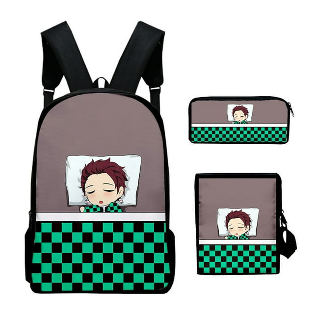 Set de mochilas para niños con impresión 3D de anime, escuela, demonios, asesinos de demonios