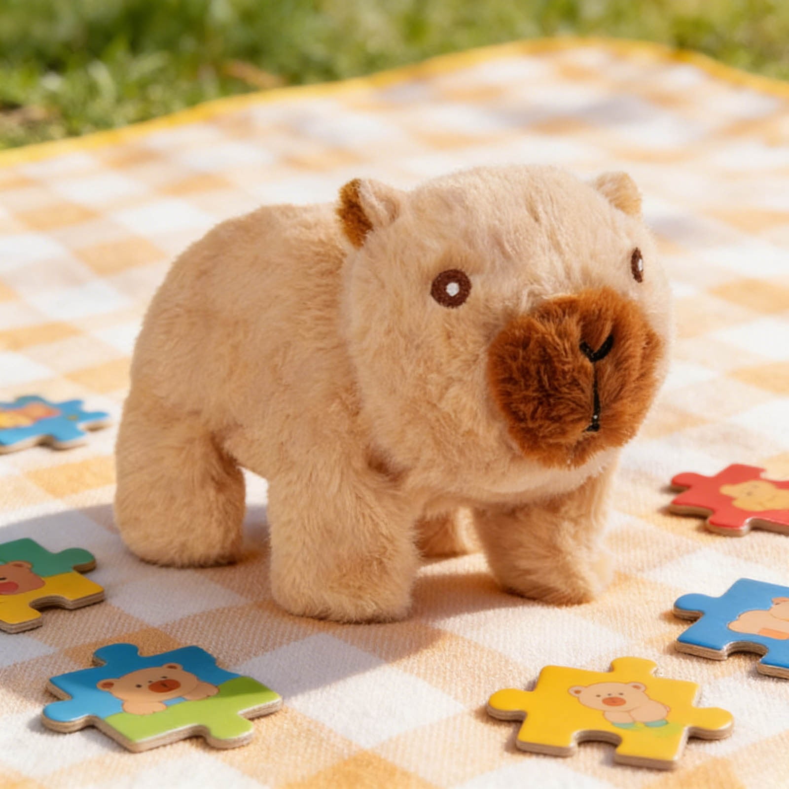 Interactive Electronic Pet Robotic Capybara Plush Toy Battery Operated Animated Stuffed Animal with Portable Pet Carrier Lifelike Motion Soothing Sounds for Kids Birthday Gifts Sensory Play