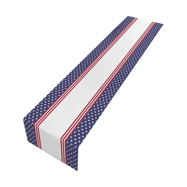Ohufall Patriotic Linen Table Runner Mat Non Slip Heat Resistant For Independence Day Dining Table Decor