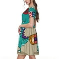 thumbnail image 2 of Naloa Cool Dino Playing Skateboard Print Womens Summer A-Line Dress with Pockets,Short Sleeve Dresses,Flowy Beach Swing Dress for Vacation Travel, 2 of 6