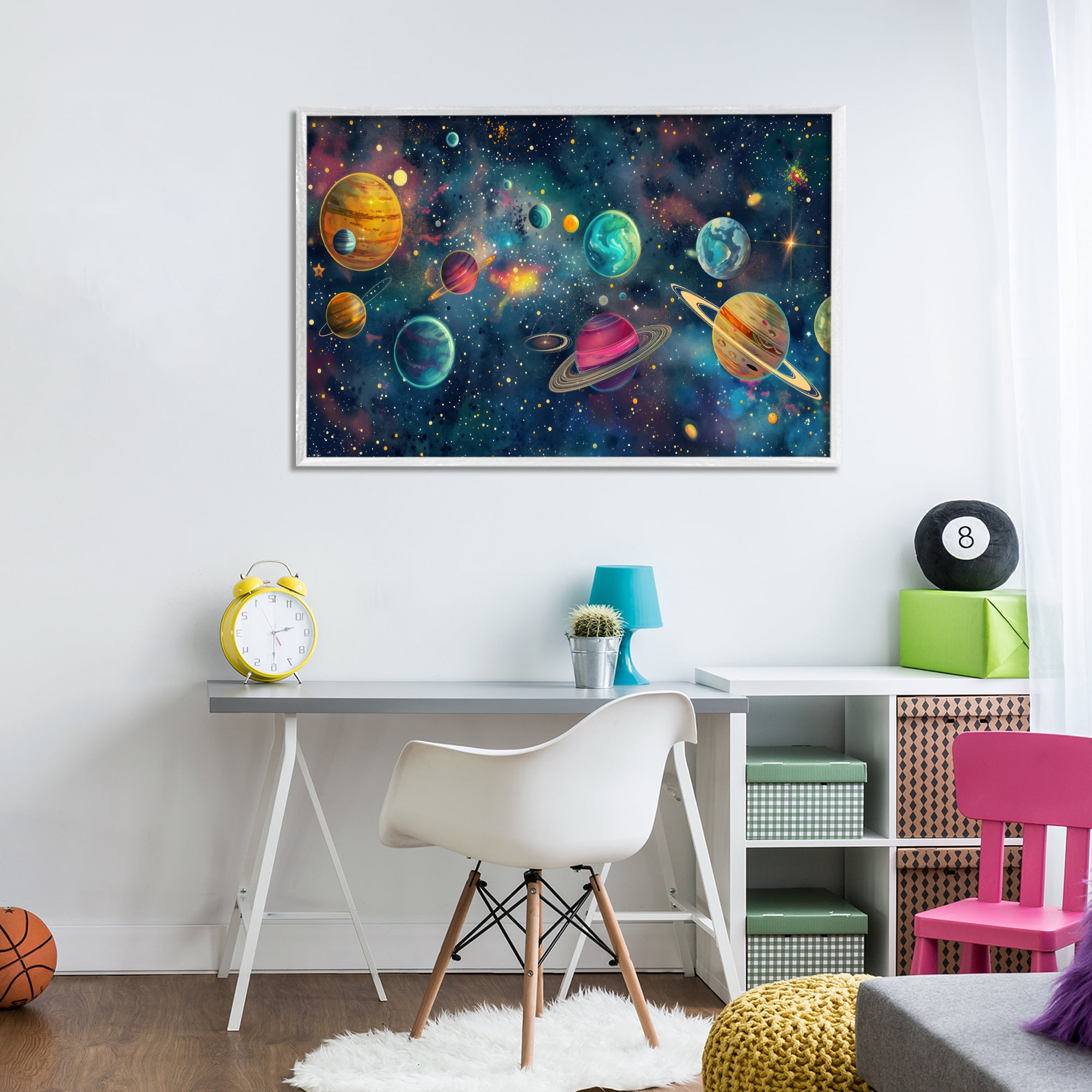 Stupell Industries Celestial Planetary Parade White Framed Giclee Art, design by Creative Studio