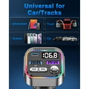 Bluetooth 5.3 FM Transmitter Car Adapter, Wireless Adapter Car Kit, 48 W (PD 36 W & 12 W) 3.0 Fast USB Charger, Hands Free Calling, Bass Lossless Hi-Fi Sound Support U Disk