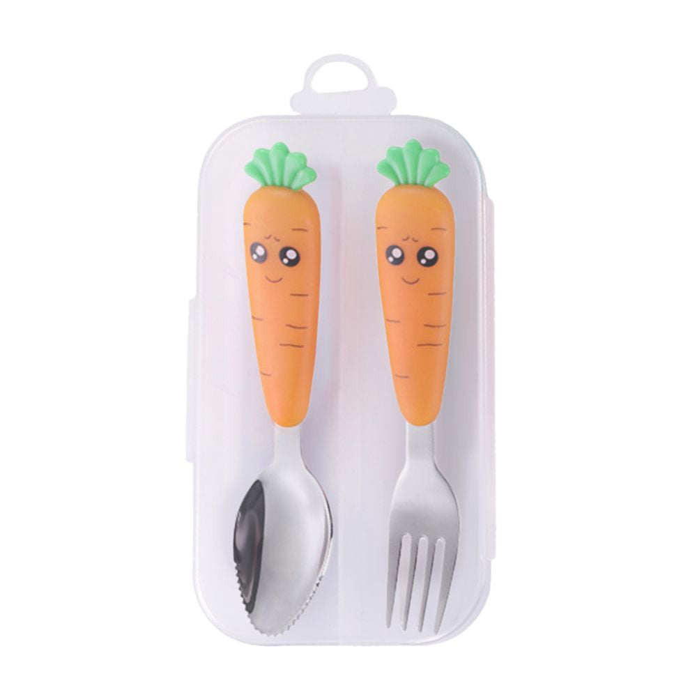 Cartoon Children Utensil Carrot Shape Baby Tableware Set Cute Stainless  Steel Baby Spoon Fork Infant Food Feeding Kids Cutlery - AliExpress