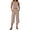 Beige, variant on Women's Casual Retro Solid Two Piece Set - Long Sleeveless Pullover Shirt, Round Neck Vintage Outfit for Summer Daily and Beach,Black 2XL