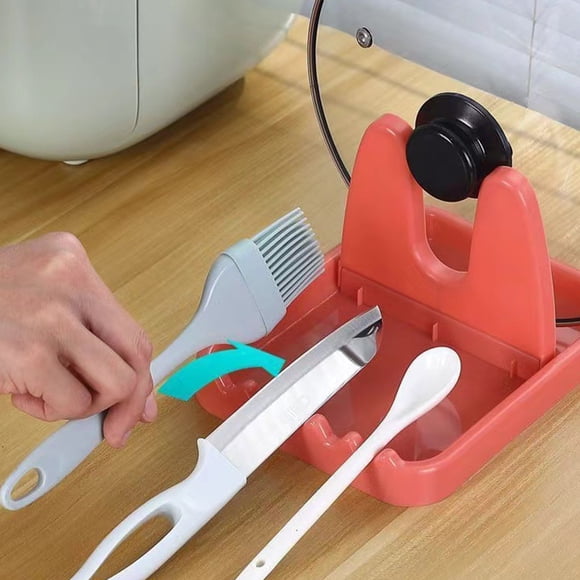 Support Vertical pour Couvercles - Organisateur d'Étagère de Cuisine, Support Pliable pour Spatules et Baguettes, Solution de Rangement en Plastique pour Ustensiles, Rose, JKODE