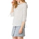 thumbnail image 4 of Blusa de verano de puntos polka con cuello rizado de media manga para mujeres Inspire Chic 3XL blanca, 4 of 8