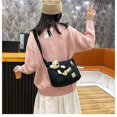 thumbnail image 5 of Canvas Bag Cute Cartoon Bear Doll Single Shoulder Ins Literary Schoolbag for Female Students Black, 5 of 5