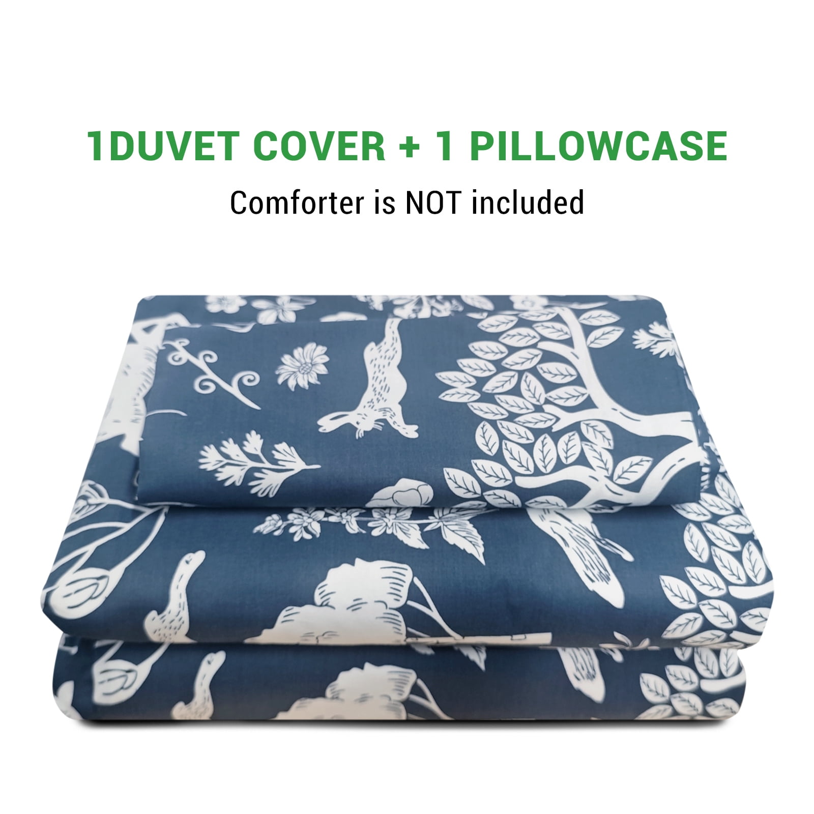 Gogreen Luxury 100% Cotton Twin Duvet Cover Floral, Soft & Breathable 2 Pieces Twin Bedding Sets, Pattern Twin Comfy Duvet Cover, with Zipper Closure, Includes 1 x Pillowcase, 1 x Duvet Cover