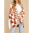 thumbnail image 6 of Long Sleeve Color Block Plaid Cardigan Oversized Knit Front Cardigan Jacket Women's Plaid Sweater, 6 of 6