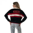 thumbnail image 2 of Women's The Wild Collective Black San Francisco 49ers Cropped Corduroy Full-Zip Bomber Jacket, 2 of 7