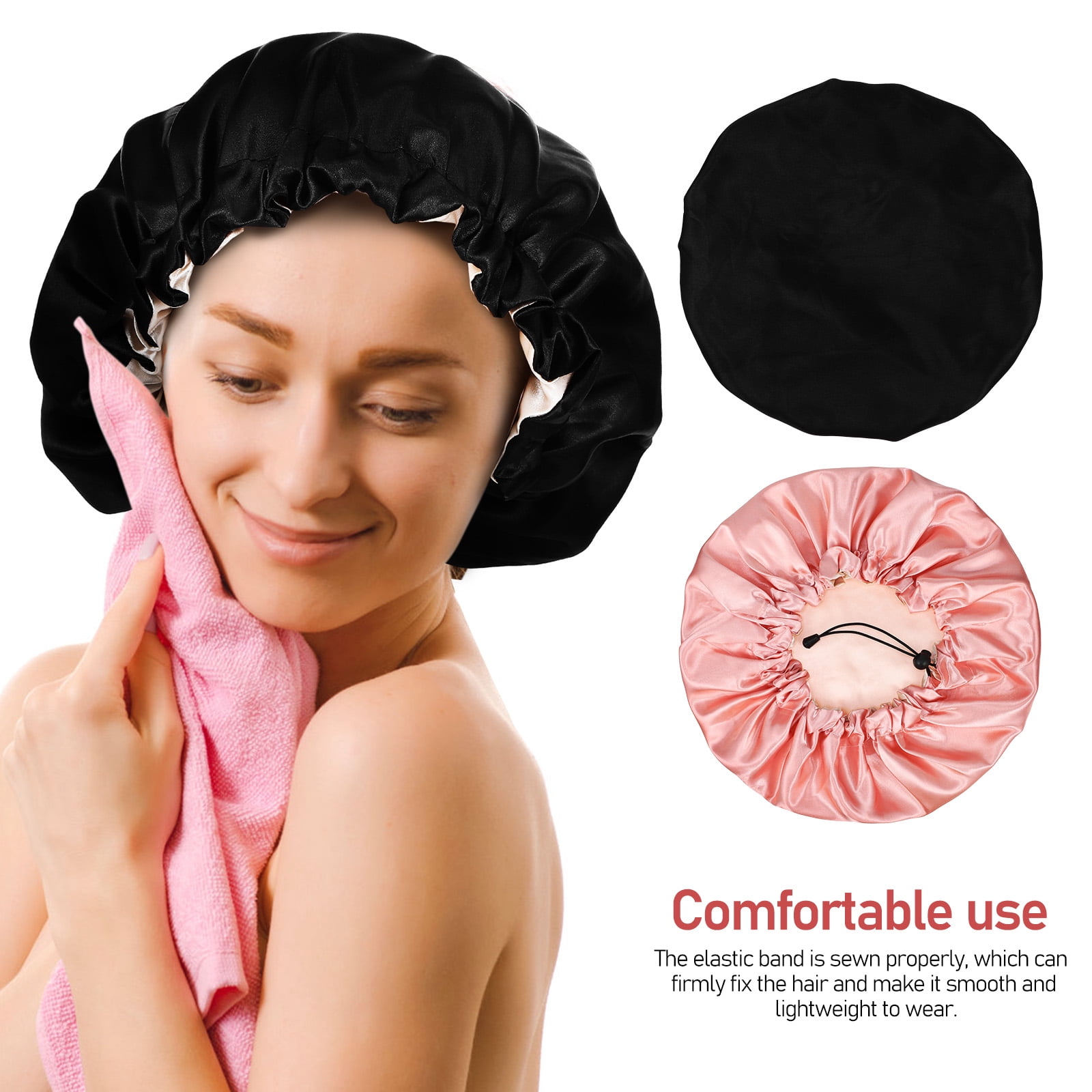 Zcyifa satin bonnet for sleeping 4pcs Satin Sleep Caps Adjustable Satin Bonnet Hair Bonnet for Sleeping Cooking Shower
