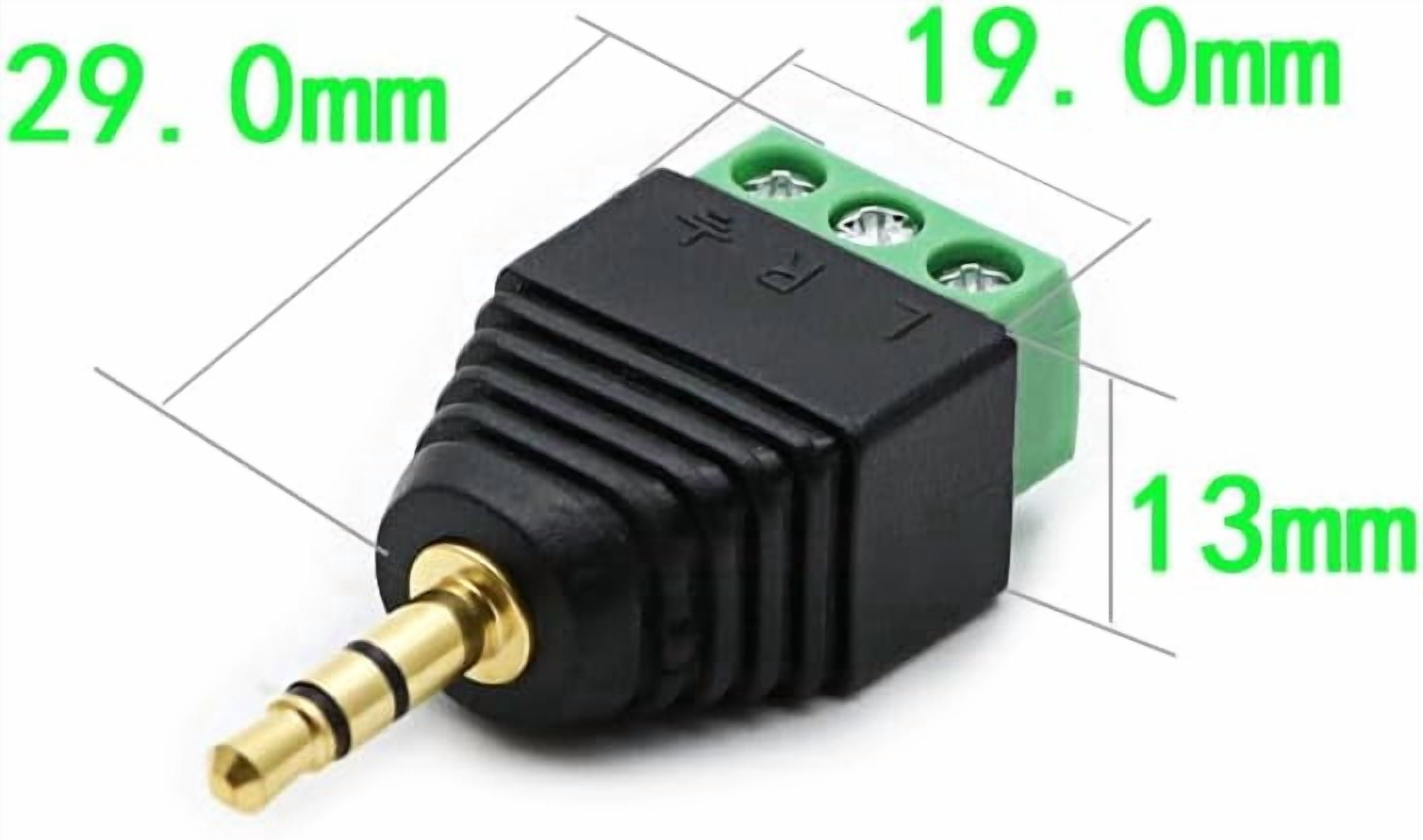 JJEAN-3-Pack 3.5mm 3 Pole TRS Stereo AV Male to 3-Screw Terminal 1/8 Inch TRS Stereo Male Plug to 3-Pole Screw Block Soldless Repair Adapter for AUX Cable and IR Extension Cable