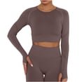 thumbnail image 1 of Timegard Womens Workout Tops with Built in Bra Crewneck Long Sleeve Slim Cropped Athletic Yoga Tops, 1 of 6